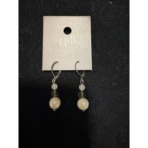 J Jill Pearl blue stone drop earrings with hinge closure new